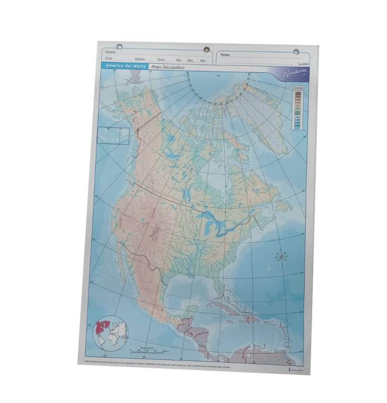 Mapa Rivadavia N°5 Físico Político America Del Norte 20 Hjs