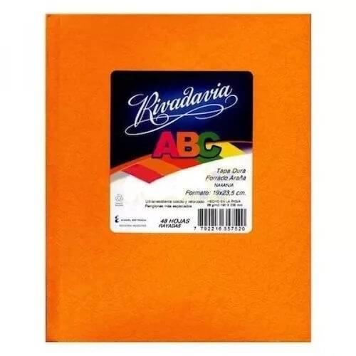 Cuaderno Rivadavia Abc 19X24 Forrado T/D 48 Hjs Rayado Naranja