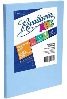 Cuaderno Rivadavia Abc 19X24 Forrado T/D 98 Hjs Rayado Celeste