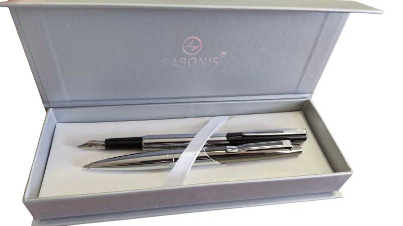 Lapicera Pluma Sabonis + Boligrafo I11-5 Imperial Negro En Estuche
