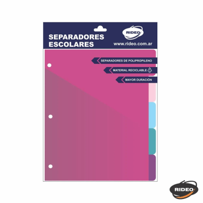 Separador De Materias Rideo Escolar C/Sobre 5 Posic 2003/6 Pastel