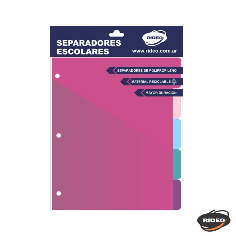 Separador De Materias Rideo Escolar C/Sobre 5 Posic 2003/6 Pastel