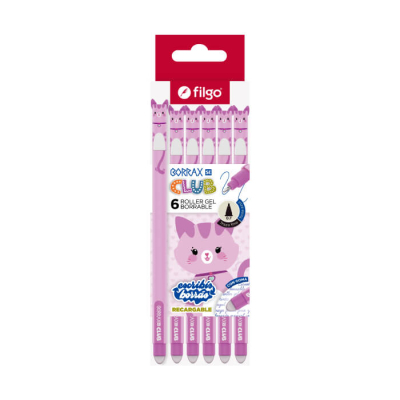 Lapicera Roller Filgo Borrax Se Club Gatito Caja X 6 Un
