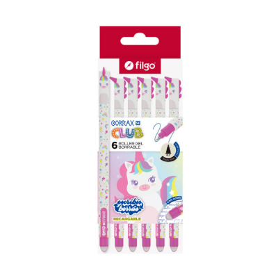 Lapicera Roller Filgo Borrax Se Club Unicornio Caja X 6 Un