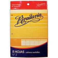 Separador De Materias Rivadavia N°3 Cartulina 6 Hjs