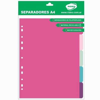 Separador De Materias Rideo A4 Polip 5 Posic Matt 2002/11 Fresh