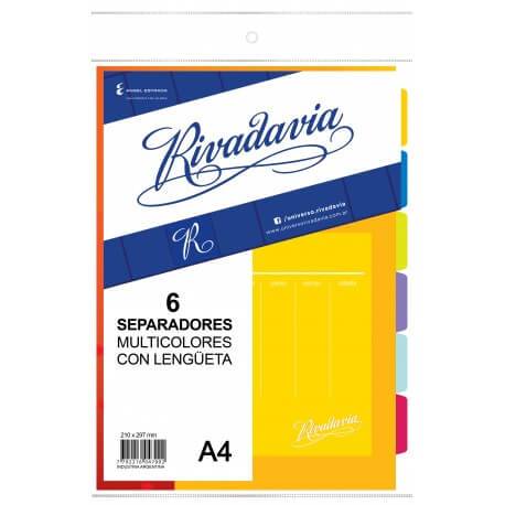 Separador De Materias Rivadavia A4 Poliprop 6 Hjs