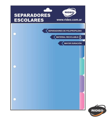 Separador De Materias Rideo Escolar Perlado 5 Posic 2001/14