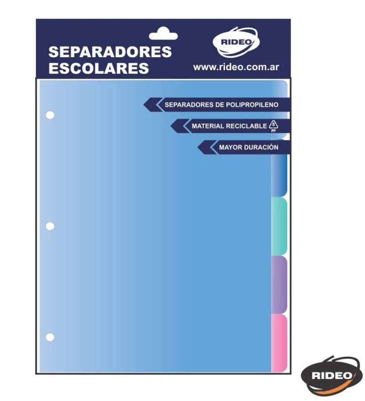 Separador De Materias Rideo Escolar Perlado 5 Posic 2001/14