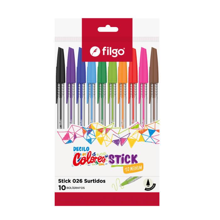 Boligrafo Filgo Stick 026 X 10 Colores Surtidos
