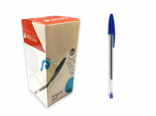 Boligrafo Skycolor 1Mm Azul Caja X 50 Un