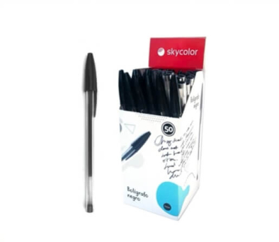 Boligrafo Skycolor 1Mm Negro Caja X 50 Un