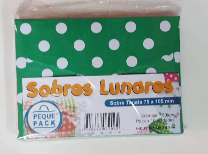Sobre Tarjeta 75X105Mm Lunares Paq X 10 Un Peque Pack Verde