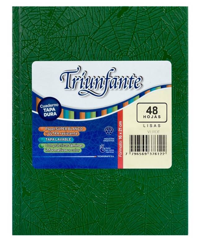 Cuaderno Triunfante Forrado T/D 48 Hjs Liso Verde