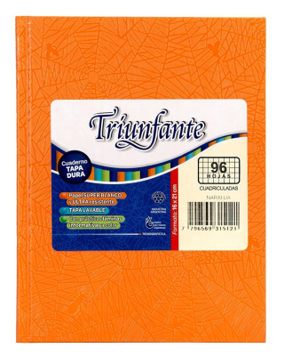 Cuaderno Triunfante Forrado T/D 96 Hjs Cuadriculado Naranja