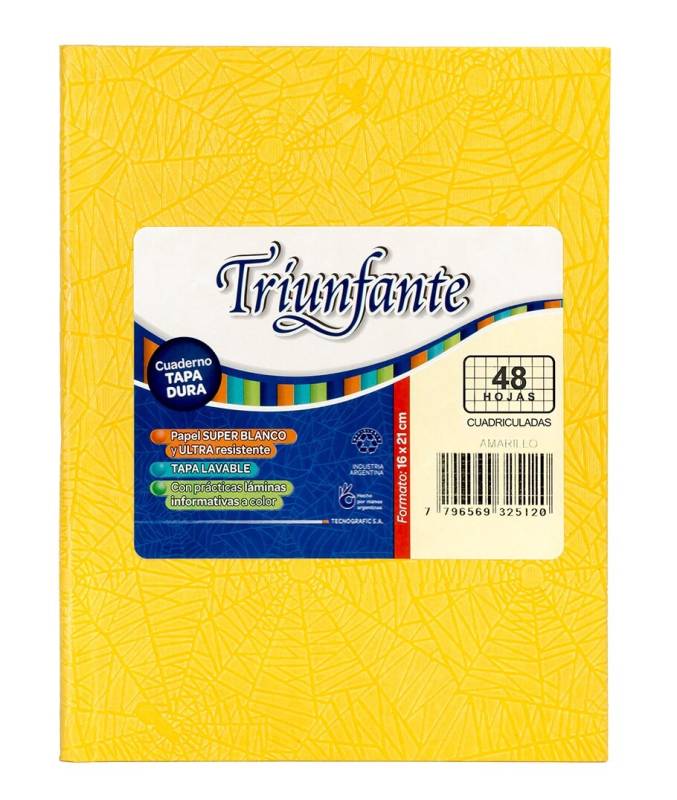 Cuaderno Triunfante Forrado T/D 48 Hjs Cuadriculado Amarillo