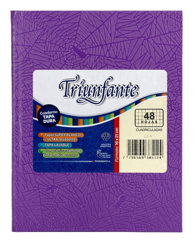 Cuaderno Triunfante Forrado T/D 48 Hjs Cuadriculado Lila