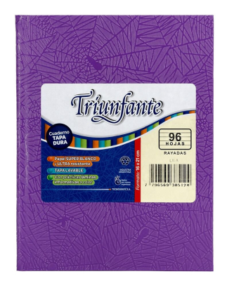 Cuaderno Triunfante Forrado T/D 96 Hjs Rayado Lila