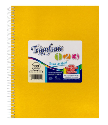 Cuaderno Triunfante Forrado 21X27 C/Esp 100 Hjs Rayado Amarillo