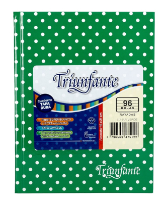 Cuaderno Triunfante Lunares T/D 96 Hjs Rayado Verde