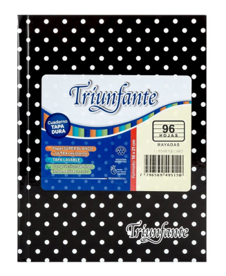 Cuaderno Triunfante Lunares T/D 96 Hjs Rayado Negro
