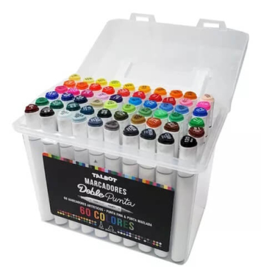 Marcadores Talbot Doble Punta Estuche X 60 Colores 