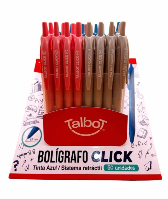 Boligrafo Talbot Click Retractil 0.7Mm Azul Display  X 50 Un