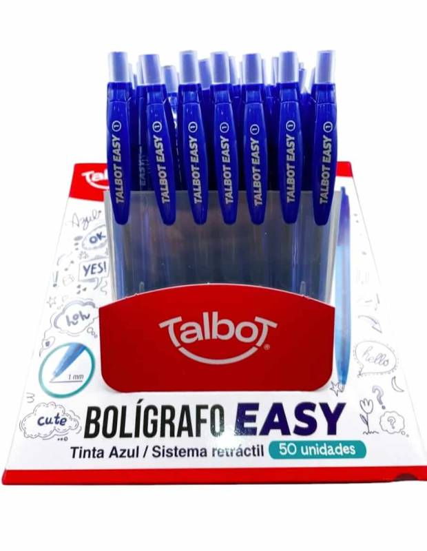 Boligrafo Talbot Easy Retractil 1Mm Azul Display X 50 Un