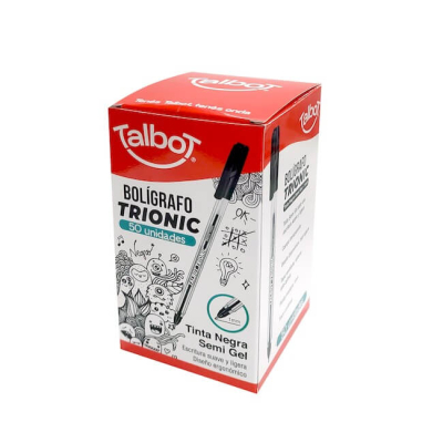 Boligrafo Talbot Trionic 1Mm Negro Caja X 50 Un