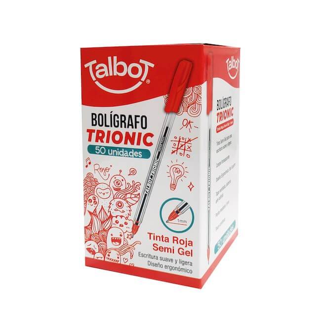Boligrafo Talbot Trionic 1Mm Rojo Caja X 50 Un
