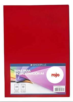 Tapa P/Encuadernación Pvc A4 Paq X 50 Unid Rojo 