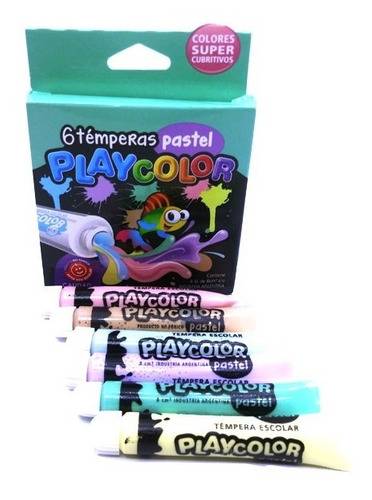Témpera Escolar Playcolor Caja 8 Ml X 6 Colores Pastel