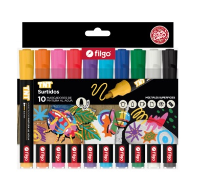 Marcadores Filgo Tnt 3.0 Al Agua Estuche X 10 Surtido