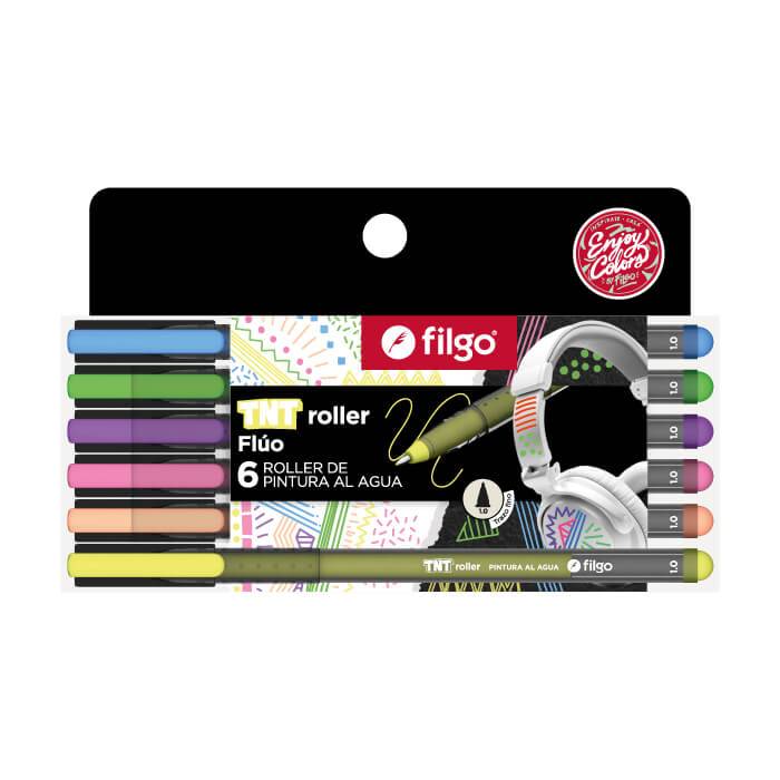 Roller Filgo Tnt Pintura Al Agua Estuche X 6 Fluo