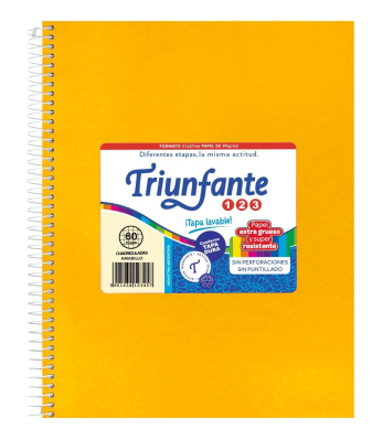 Cuaderno Triunfante Forrado 21X27 C/Esp 60 Hjs Cuadriculado Amarillo