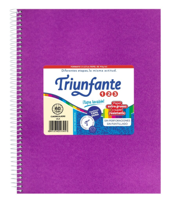 Cuaderno Triunfante Forrado 21X27 C/Esp 60 Hjs Cuadriculado Lila