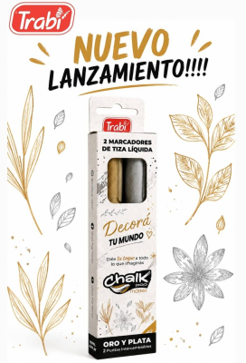 Marcador Trabi Chalk Oro Y Plata 4-6Mm Caja X 2 Unid