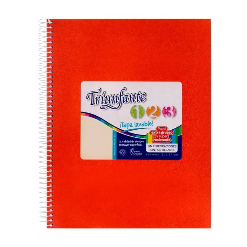 Cuaderno Triunfante Forrado 21X27 C/Esp 100 Hjs Cuadriculado Rojo