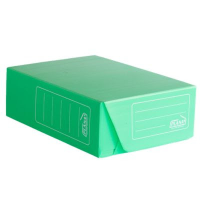 Caja Archivo Plástico Corrugado Verde Oficio 12 Cm Plana 